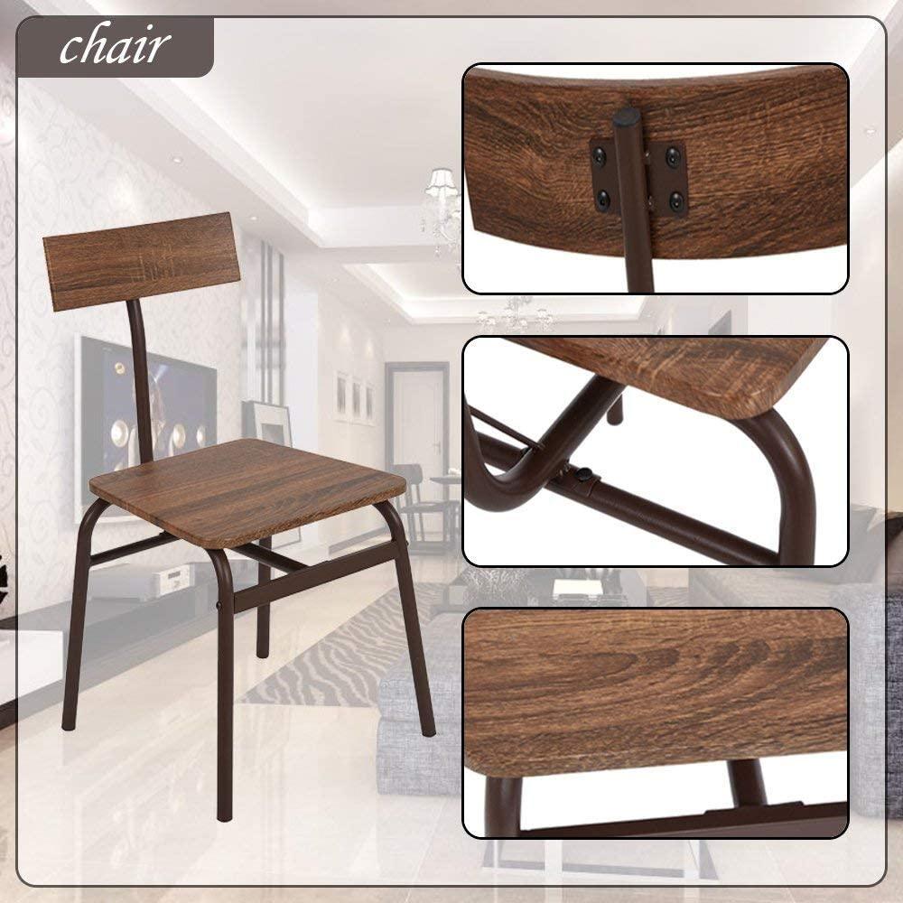 LUCKYERMORE 6 Piece Dining Table Set, 1 Dining Table 43.3" for 4-6 with 4 Dining Chairs and 1 Bench Compact Wooden Dinette, Wood Backrest