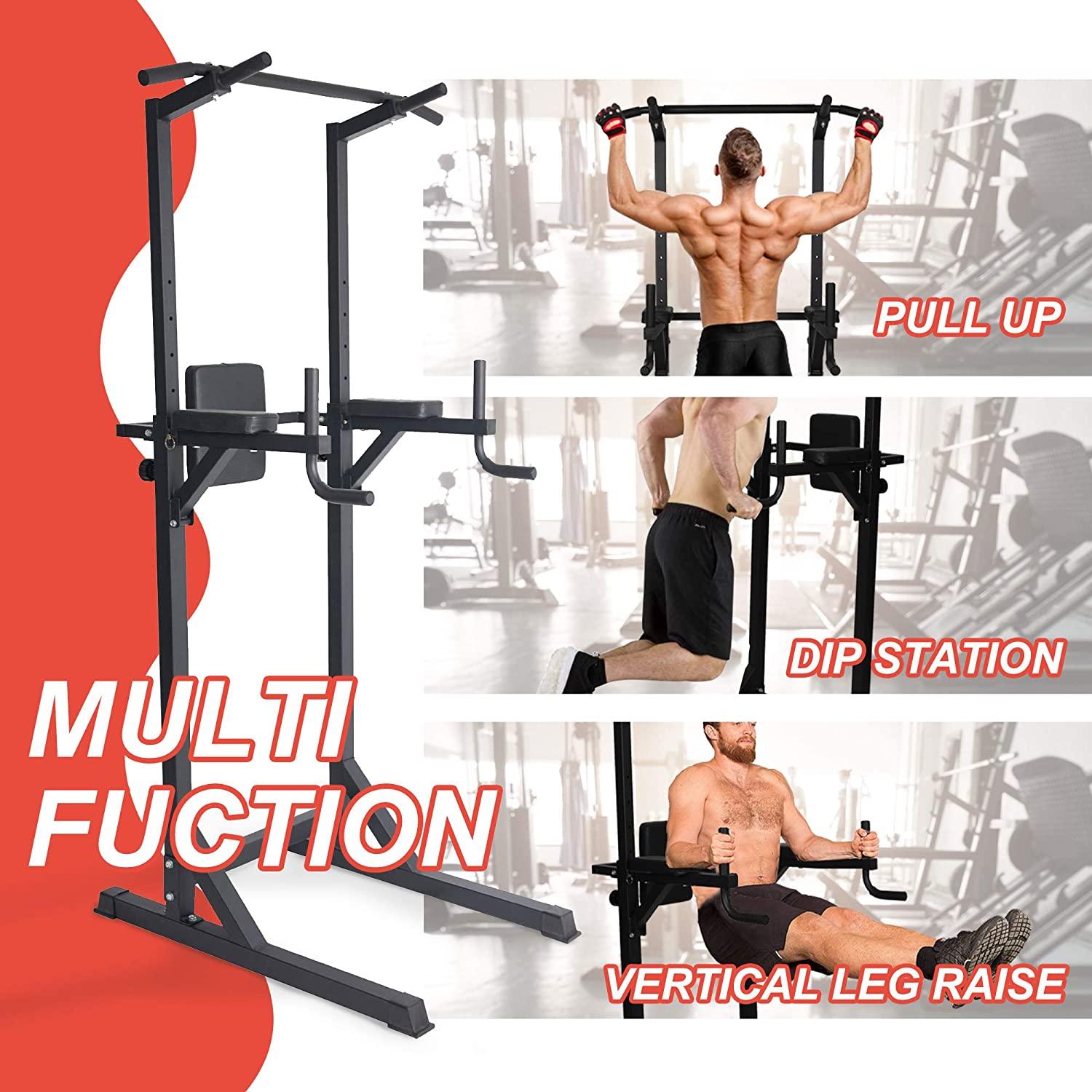 Power Tower Workout Dip Station Multi-Function Home Gym Strength Training Fitness Equipment - Luckyermore