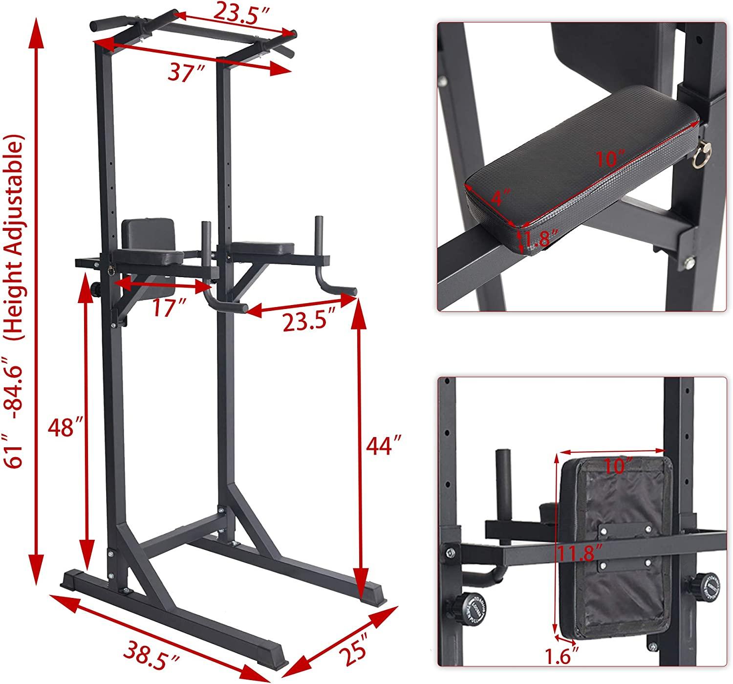 Power Tower Workout Dip Station Multi-Function Home Gym Strength Training Fitness Equipment - Luckyermore