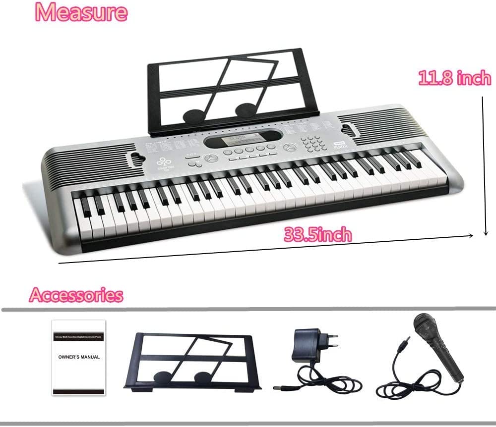61 Key Portable Electronic Piano Keyboard Electronic Musical Instruments Starter Set with Adjustable Stand and Music Note Holder,