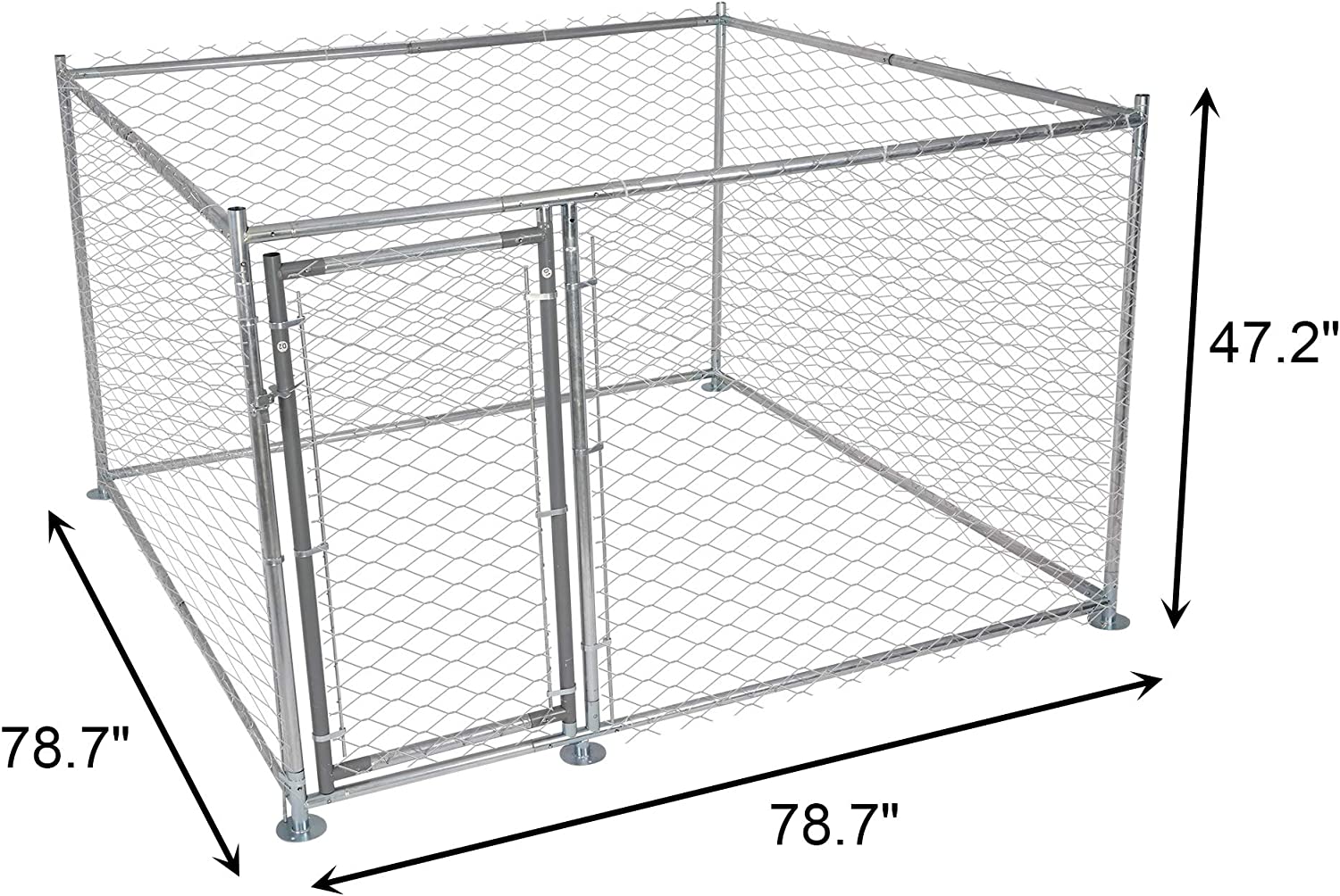 6.5'x6.5'x4' Outdoor Dog Kennel Galvanized Steel Pet Playpen with Secure Lock for Large Dog