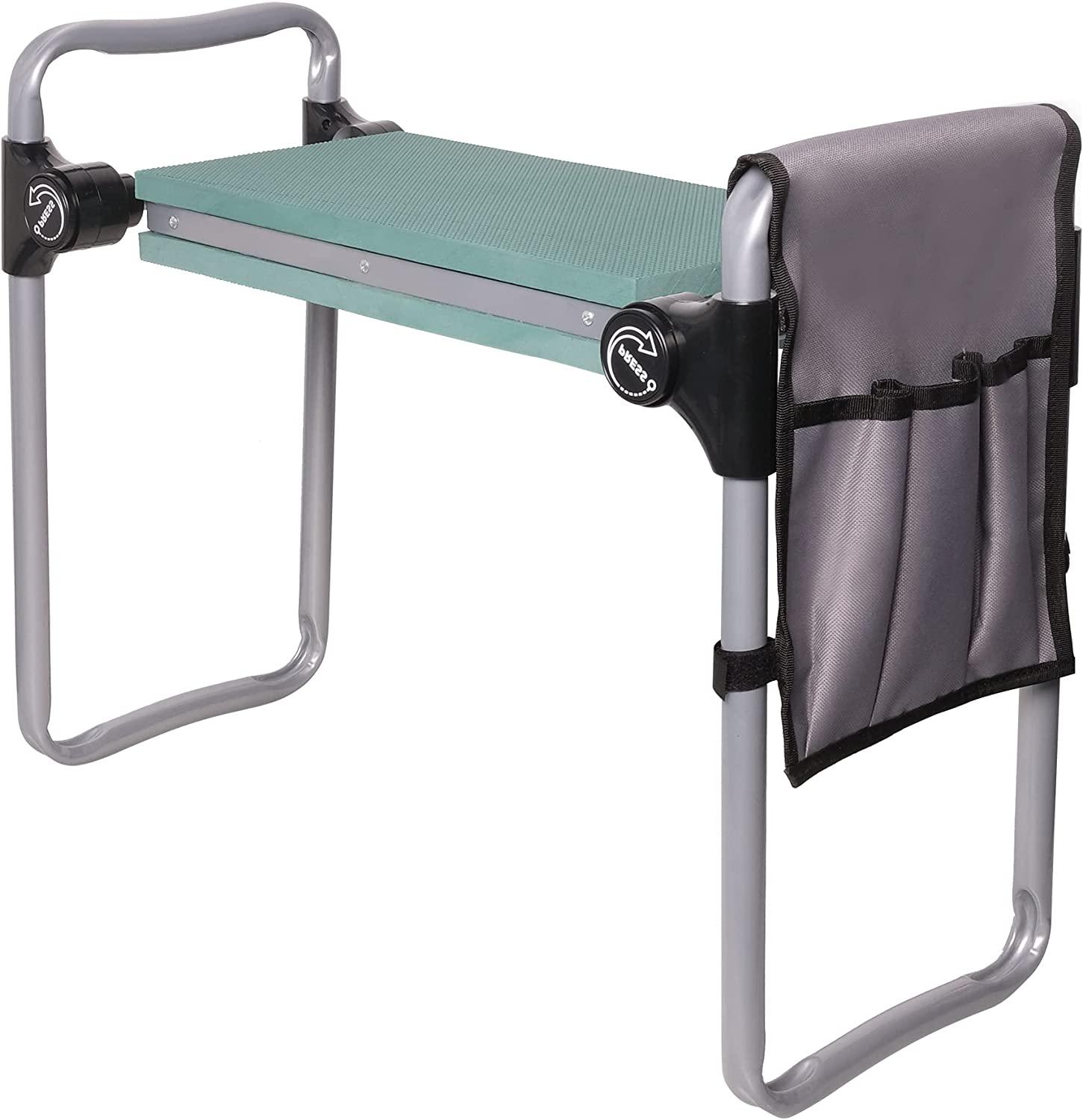 LUCKYERMORE Widen Upgrade Foldable Garden Kneeler Bench and Seat Stool w/Tool Pocket, Green