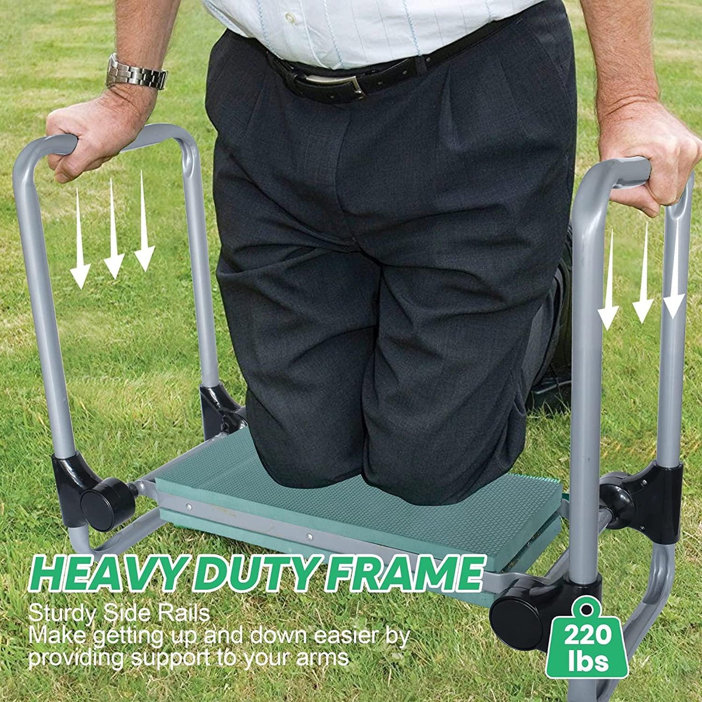 Widen Upgrade Foldable Garden Kneeler Bench and Seat Stool w/Tool Pocket, Green