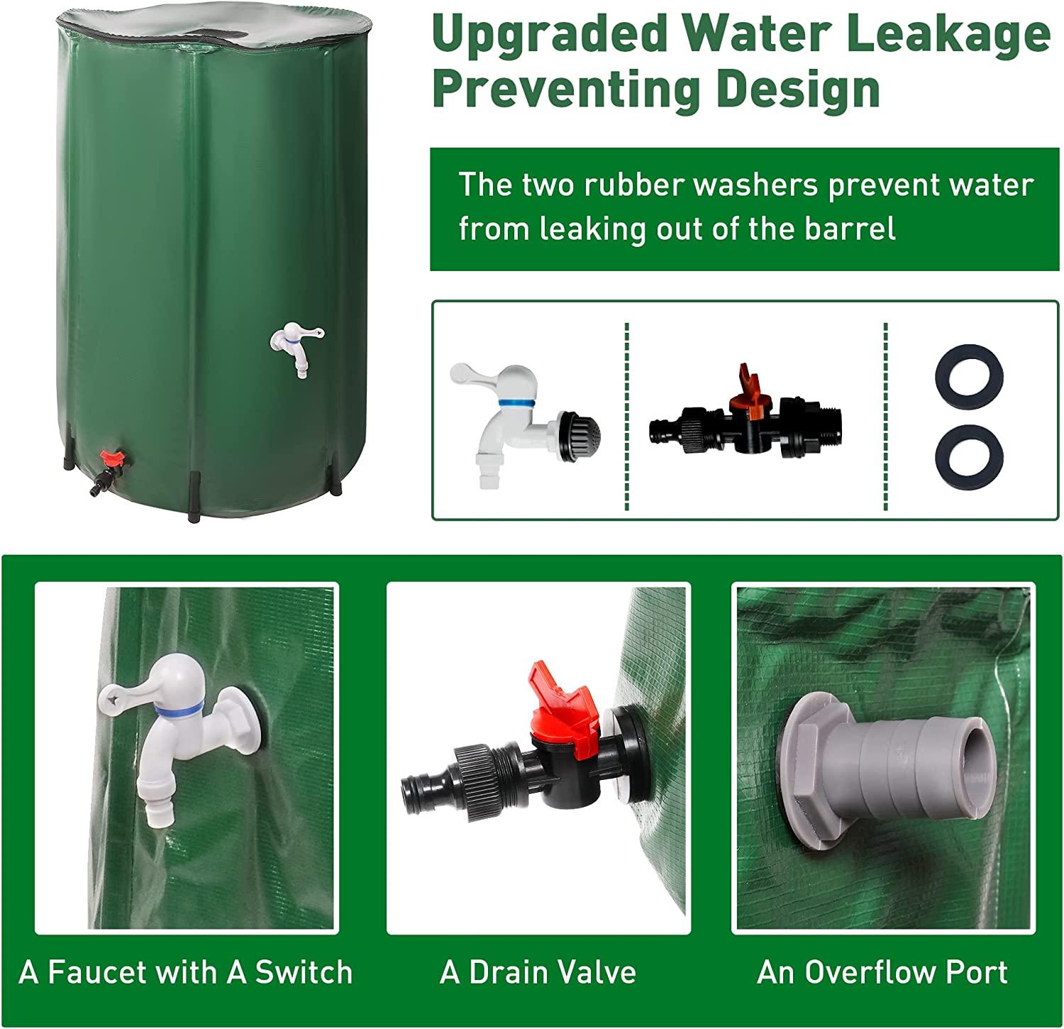 Rain Barrel Water Collector Rainwater Storage Container 100 Gallon, Green - Luckyermore