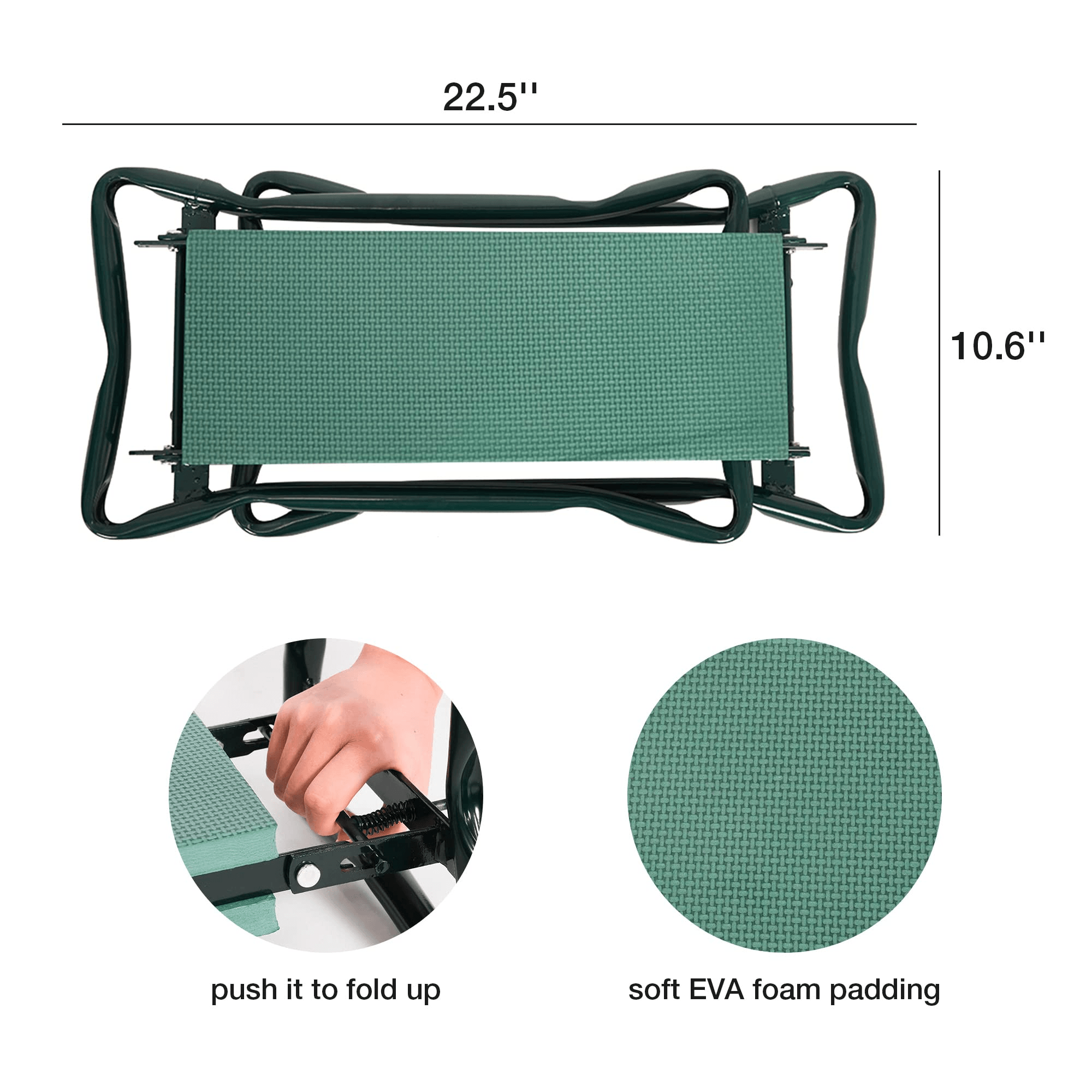 LUCKYERMORE Folding Garden Kneeler Heavy Duty Garden Stools Bench and Seat w/ 2 Tool Pouches