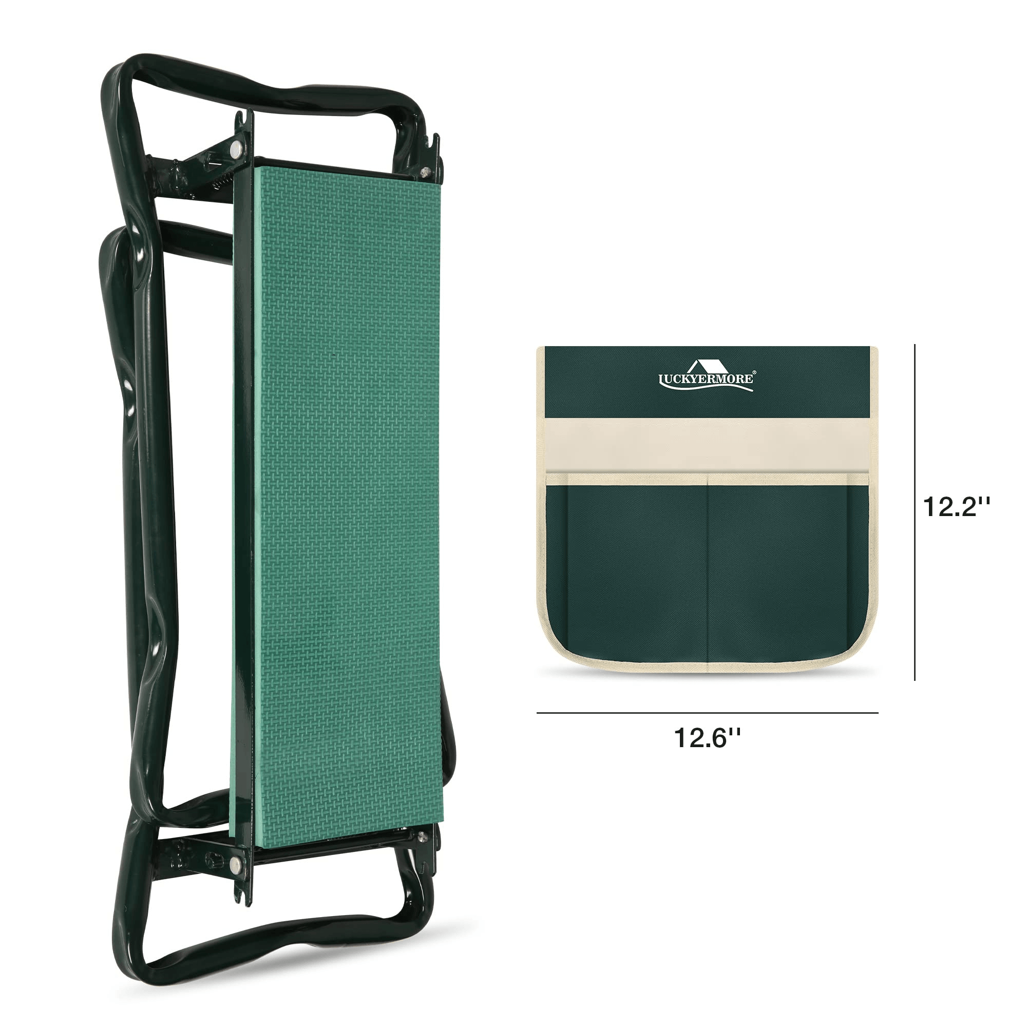 LUCKYERMORE Folding Garden Kneeler Heavy Duty Garden Stools Bench and Seat w/ 2 Tool Pouches
