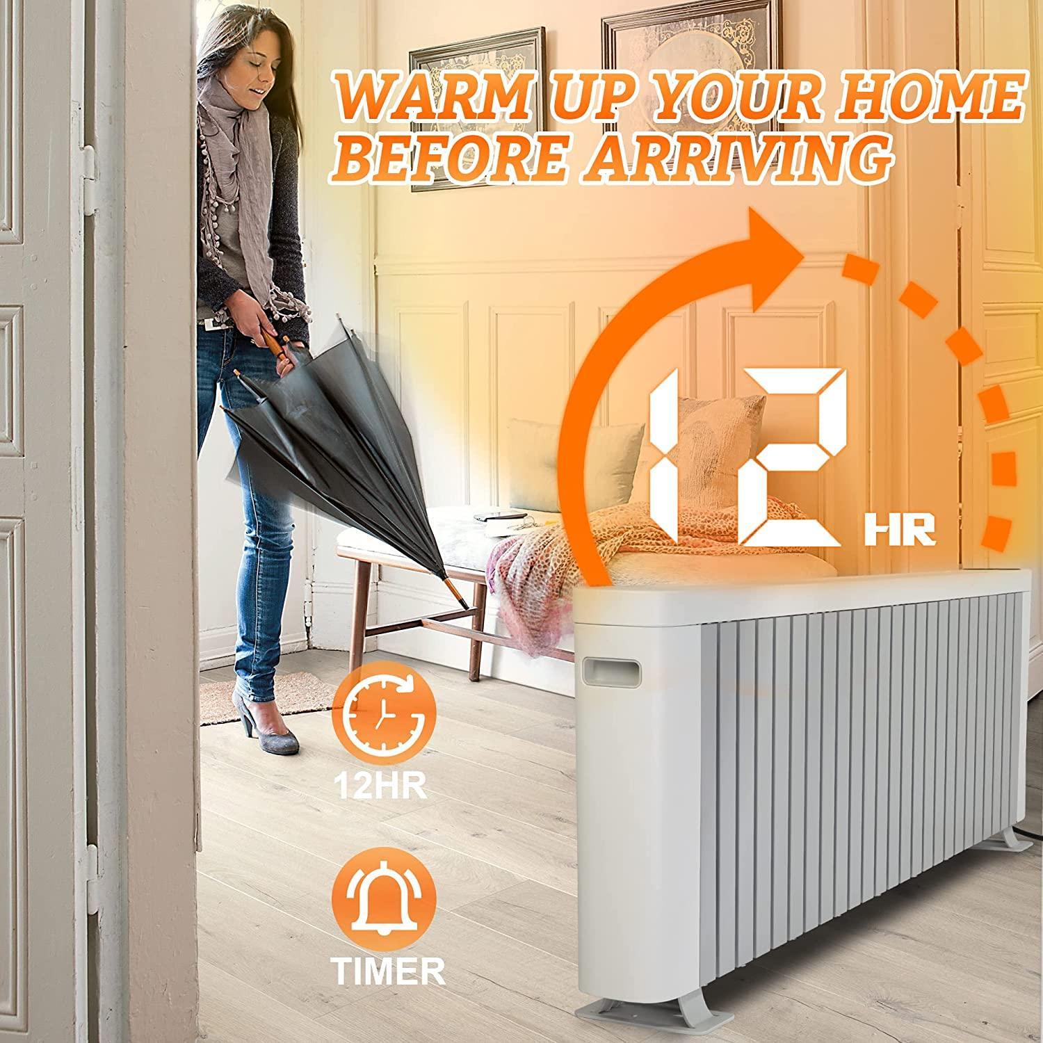 LUCKYERMORE 1500W Electric Baseboard Heater Large Room Space Heater with Silent Operation
