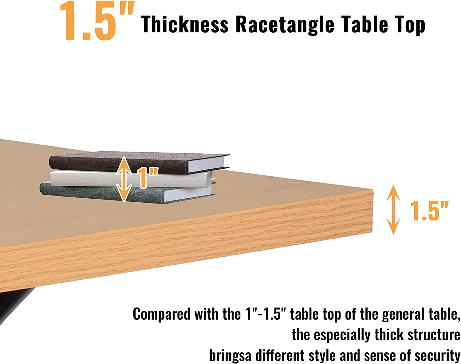 LUCKYERMORE 48" x 30" Modern Wooden Dining Table for 4-6 Kitchen Table with Metal Legs