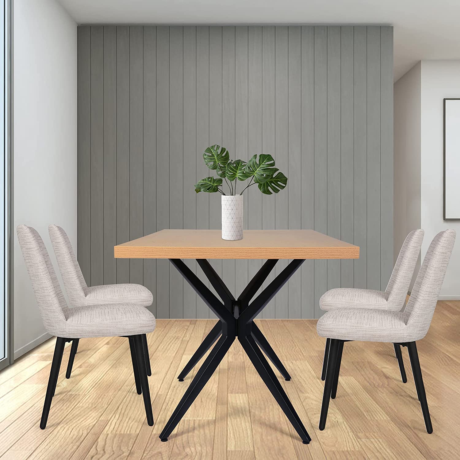48" x 30" Modern Wooden Dining Table for 4-6 Kitchen Table with Metal Legs