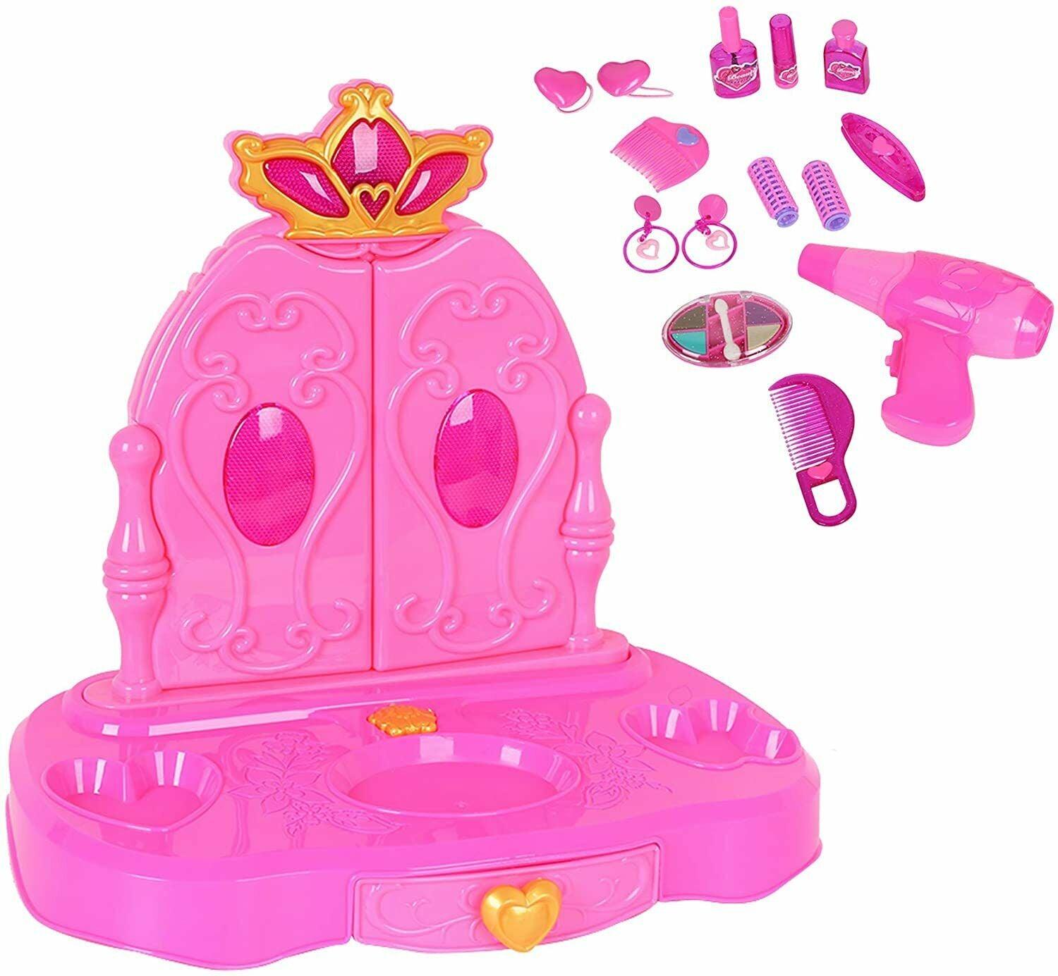 Kids Princess Pretend Play Girls Dressing Table Toys Music Lights Gift