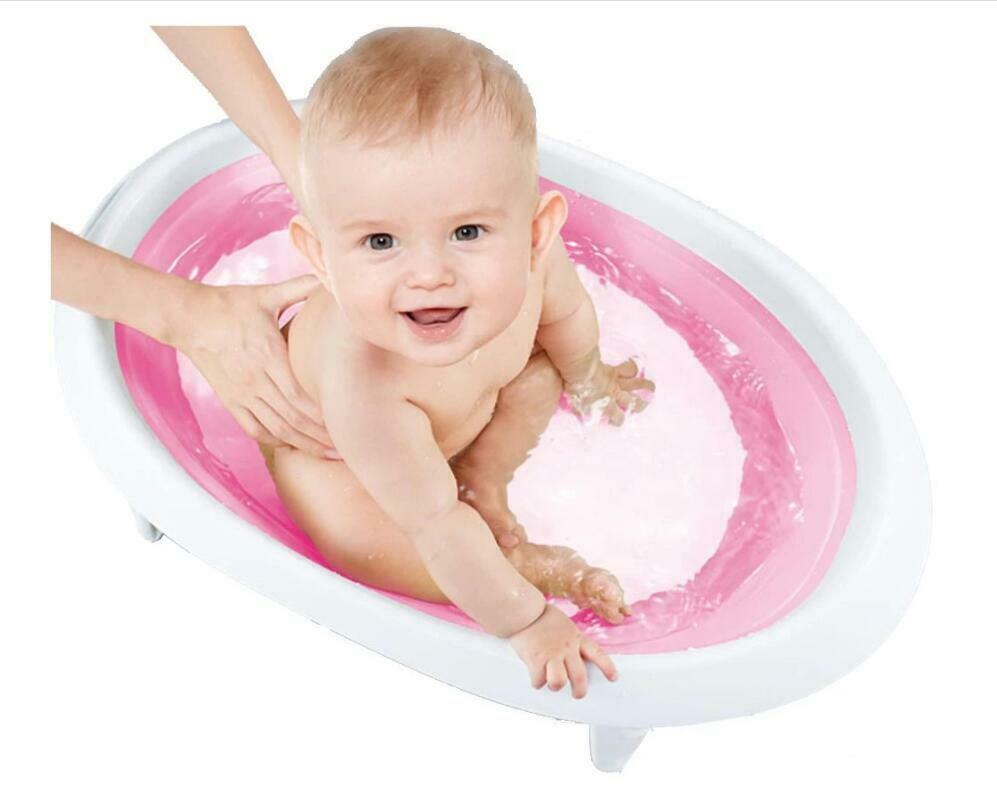 Folding Baby Bath Tub Safety Shower lying Siting Infant Todder Newborn