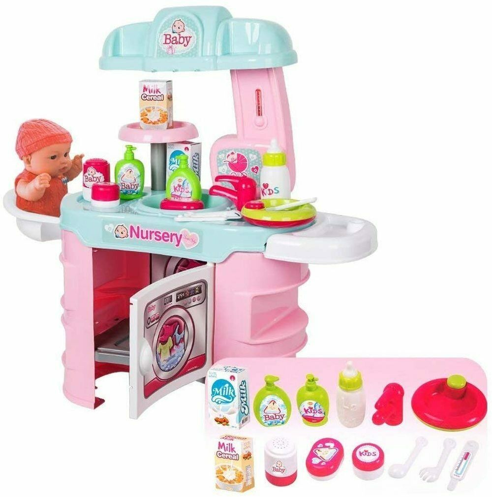 Kids Pretend Toy Play Set Role Nursery Center Set Deluxe Girls Birthday