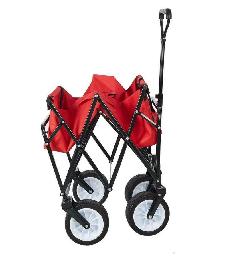LUCKYERMORE 220 lbs Capacity Folding Wagon Collapsible Garden Utility Cart Camping Outdoor